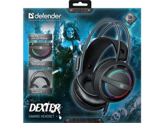 Игровые наушники проводные Defender Dexter RGB